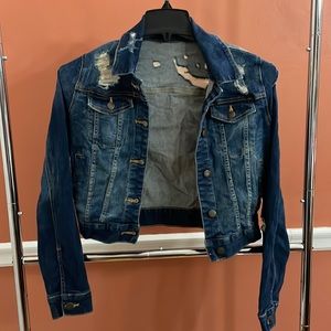 Distressed Jean Jacket Women Size Small